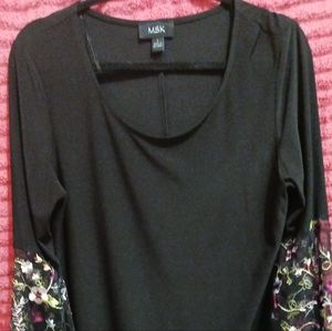 Evening dress by MSK Size L gorgeous sheer floral sleeves dress is black